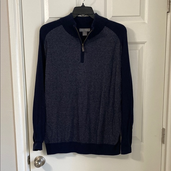 Daniel Cremieux Signature navy long sleeve mens quarter zip sweater - Picture 1 of 6